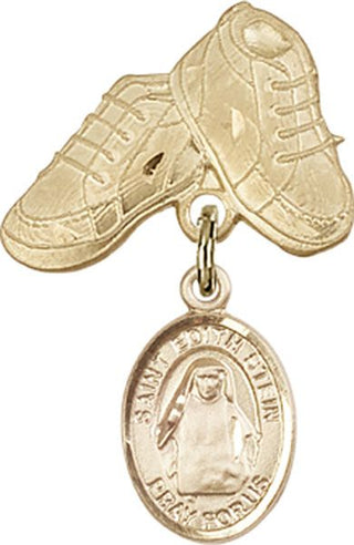 14kt Gold Baby Boots St. Edith Stein Baby Badge - Engravable