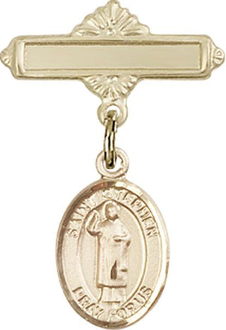 14kt Gold Filled Polished Badge Pin St. Stephen the Martyr Baby Badge - Engravable