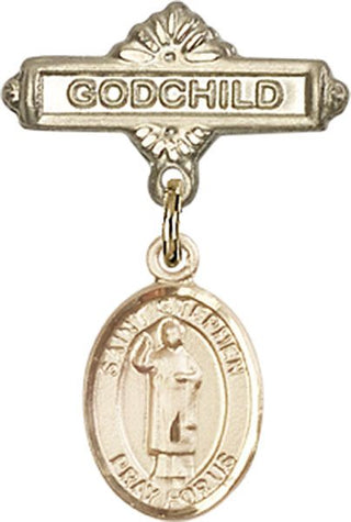 14kt Gold Filled Godchild St. Stephen the Martyr Baby Badge - Engravable