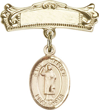14kt Gold Badge Pin St. Stephen the Martyr Baby Badge - Engravable