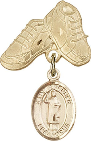 14kt Gold Baby Boots St. Stephen the Martyr Baby Badge - Engravable