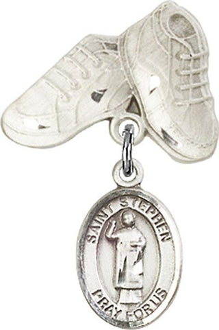 Sterling Silver Baby Boots St. Stephen the Martyr Baby Badge - Engravable