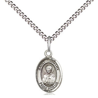 Pewter Saint Timothy Medal Religious and Catholic Jewelry Engraved Catholic Saint Jewelry
