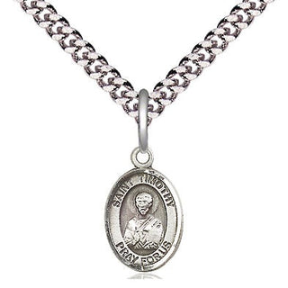 Pewter Saint Timothy Medal Religious and Catholic Jewelry Engraved Catholic Saint Jewelry