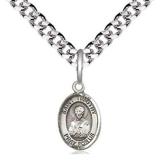 Pewter Saint Timothy Medal Religious and Catholic Jewelry Engraved Catholic Saint Jewelry