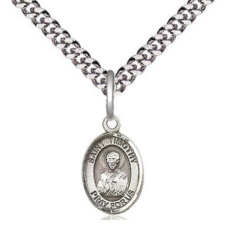 Pewter Saint Timothy Medal Religious and Catholic Jewelry Engraved Catholic Saint Jewelry