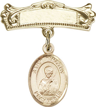 14kt Gold Badge Pin St. Timothy Baby Badge - Engravable