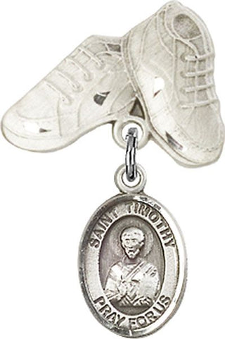 Sterling Silver Baby Boots St. Timothy Baby Badge - Engravable