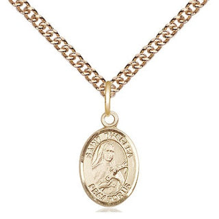 14kt Gold Saint Theresa Medal Engraved Catholic Saint Jewelry