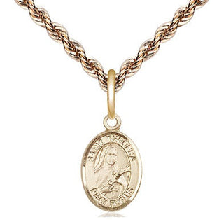14kt Gold Saint Theresa Medal Engraved Catholic Saint Jewelry