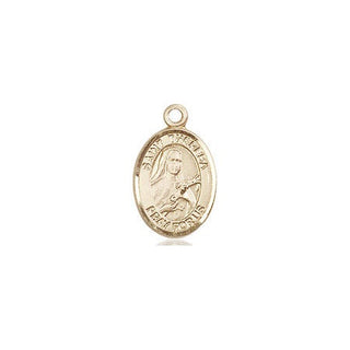 14kt Gold Saint Theresa Medal Engraved Catholic Saint Jewelry