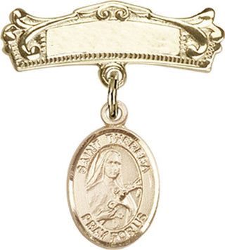 14kt Gold Filled Badge Pin St. Theresa Baby Badge - Engravable
