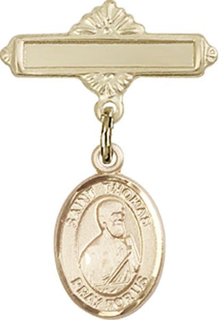 14kt Gold Filled Polished Badge Pin St. Thomas the Apostle Baby Badge - Engravable