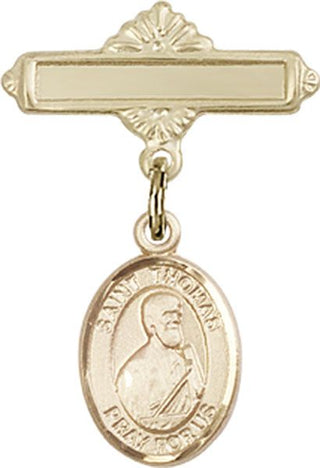 14kt Gold Polished Badge Pin St. Thomas the Apostle Baby Badge - Engravable
