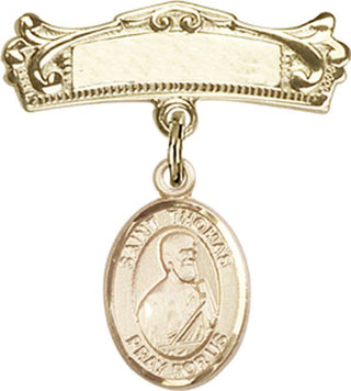 14kt Gold Badge Pin St. Thomas the Apostle Baby Badge - Engravable