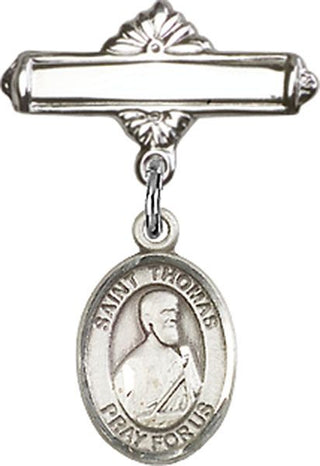 Sterling Silver Polished Badge Pin St. Thomas the Apostle Baby Badge - Engravable