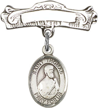 Sterling Silver Badge Pin St. Thomas the Apostle Baby Badge - Engravable
