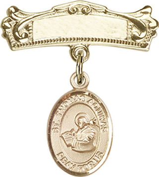 14kt Gold Filled Badge Pin St. Thomas Aquinas Baby Badge - Engravable