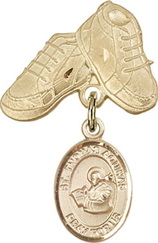 14kt Gold Filled Baby Boots St. Thomas Aquinas Baby Badge - Engravable