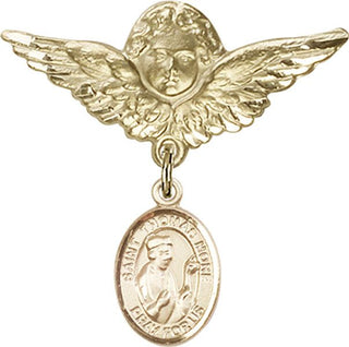 14kt Gold Filled Large Angel w/Wings St. Thomas More Baby Badge - Engravable