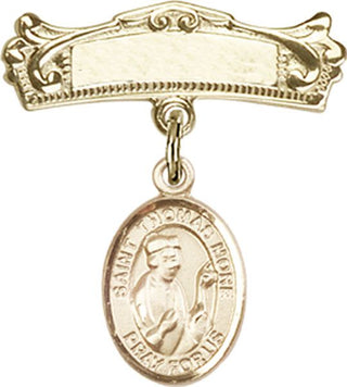 14kt Gold Badge Pin St. Thomas More Baby Badge - Engravable