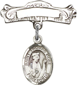 Sterling Silver Badge Pin St. Thomas More Baby Badge - Engravable