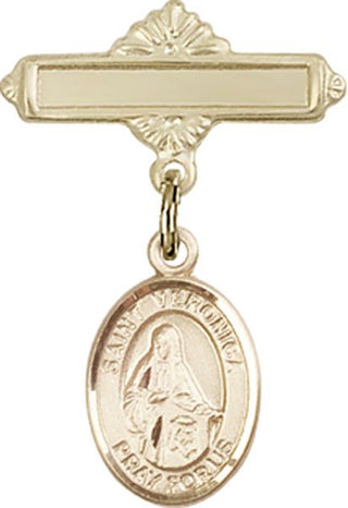 14kt Gold Filled Polished Badge Pin St. Veronica Baby Badge - Engravable