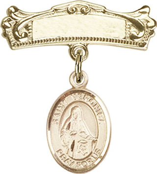 14kt Gold Filled Badge Pin St. Veronica Baby Badge - Engravable