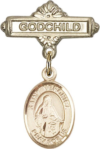 14kt Gold Filled Godchild St. Veronica Baby Badge - Engravable