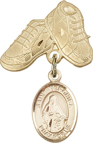 14kt Gold Filled Baby Boots St. Veronica Baby Badge - Engravable