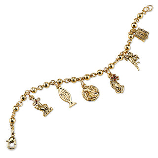 14K Gold-Dipped Religious Charm Bracelet