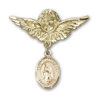 14kt Gold Filled Large Angel w/Wings St. Juan Diego Baby Badge