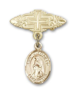14kt Gold Badge Pin With Cross St. Juan Diego Baby Badge