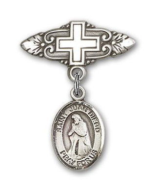 Sterling Silver Badge Pin With Cross St. Juan Diego Baby Badge