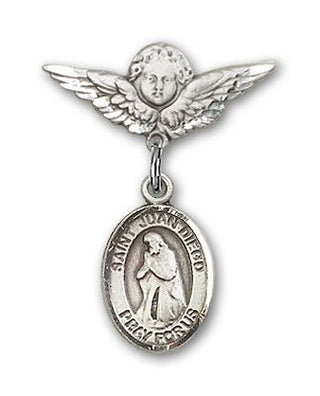 Sterling Silver Small Angel w/Wings St. Juan Diego Baby Badge