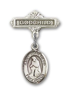 Sterling Silver Godchild St. Juan Diego Baby Badge