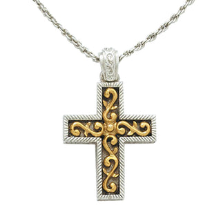 14K Gold-Dipped and Silver-Tone Cross Pendant Necklace