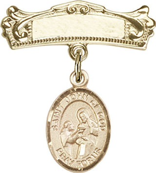 14kt Gold Filled Badge Pin St. John of God Baby Badge - Engravable