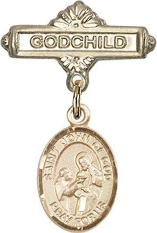 14kt Gold Filled Godchild St. John of God Baby Badge - Engravable