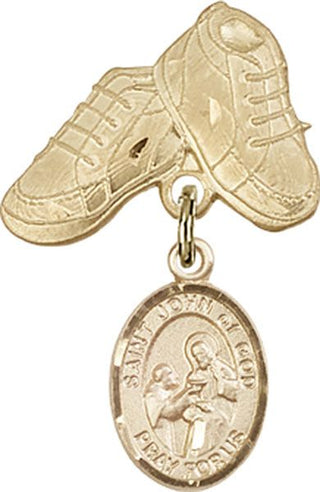 14kt Gold Baby Boots St. John of God Baby Badge - Engravable