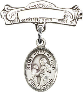 Sterling Silver Badge Pin St. John of God Baby Badge - Engravable