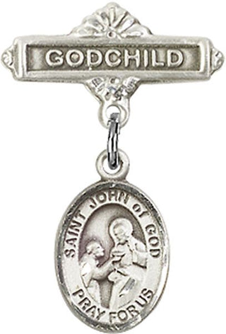 Sterling Silver Godchild St. John of God Baby Badge - Engravable