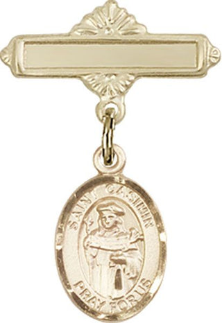 14kt Gold Filled Polished Badge Pin St. Casimir of Poland Baby Badge - Engravable
