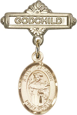 14kt Gold Filled Godchild St. Casimir of Poland Baby Badge - Engravable