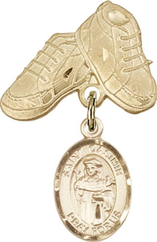 14kt Gold Baby Boots St. Casimir of Poland Baby Badge - Engravable