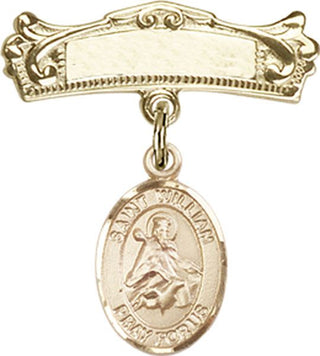 14kt Gold Filled Badge Pin St. William of Rochester Baby Badge - Engravable