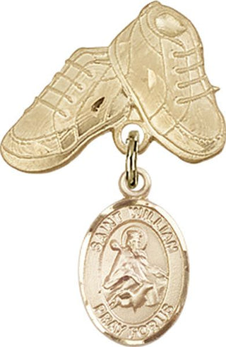 14kt Gold Baby Boots St. William of Rochester Baby Badge - Engravable