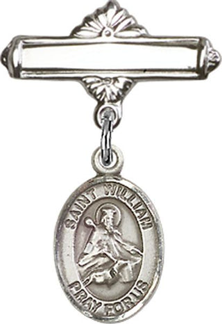 Sterling Silver Polished Badge Pin St. William of Rochester Baby Badge - Engravable