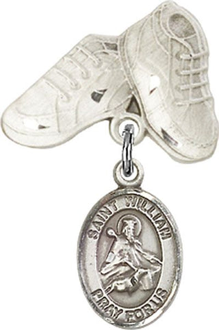 Sterling Silver Baby Boots St. William of Rochester Baby Badge - Engravable