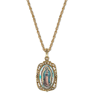 14K Gold-Dipped Enamel Lady Of Guadalupe Medallion Necklace